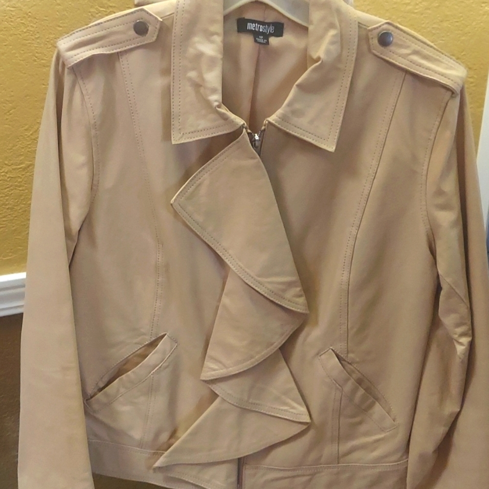 Leather, Light Beige Leather Jacket - image 1